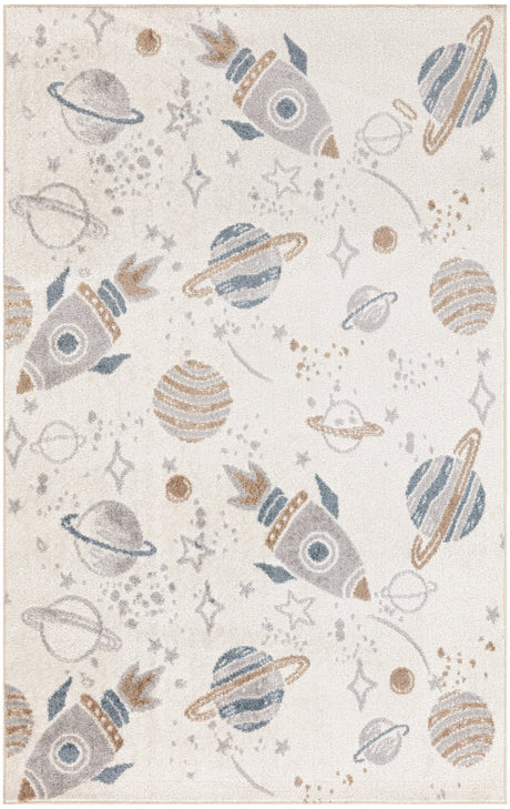 Nourison Astra Machine Washable ASW18 Machine Made Ivory, Multicolor Rug
