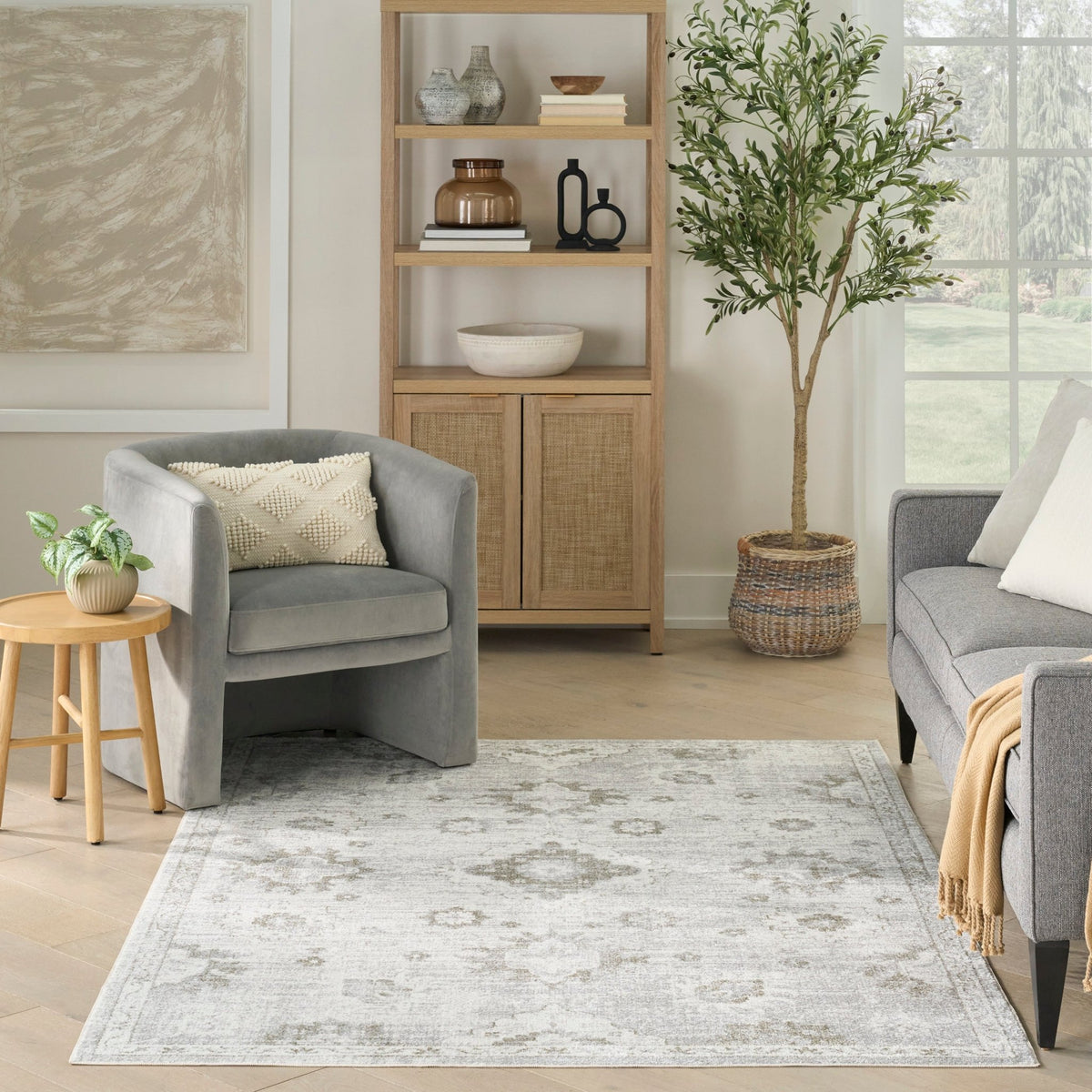 Nourison Astra Machine Washable ASW19 Machine Made Ivory Rug