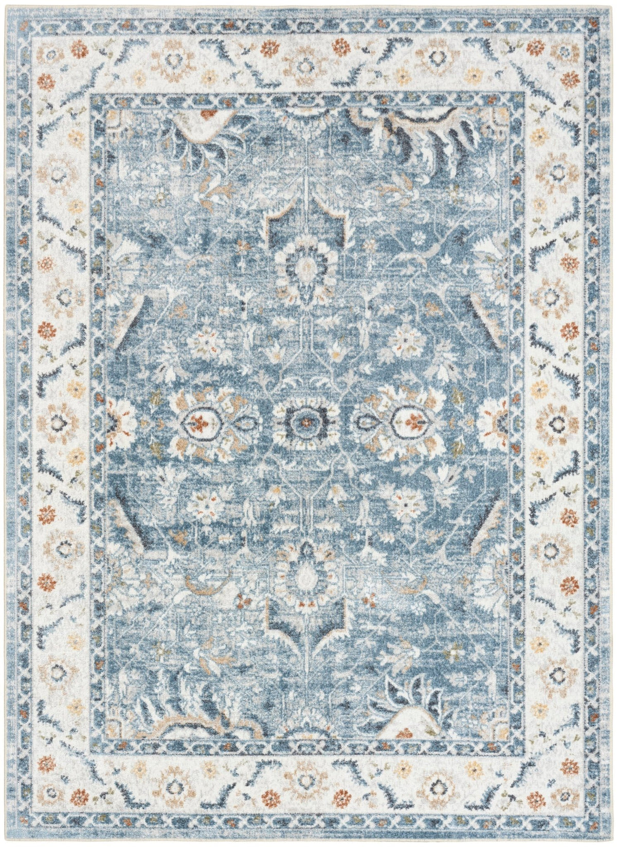 Nourison Astra Machine Washable ASW20 Machine Made Blue Rug