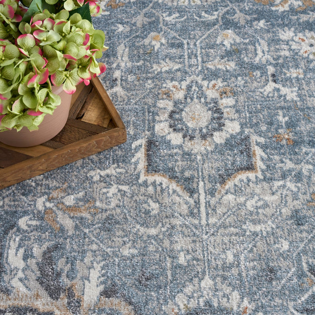 Nourison Astra Machine Washable ASW20 Machine Made Blue Rug