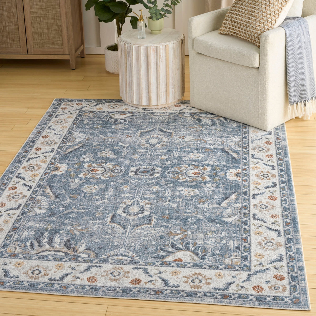 Nourison Astra Machine Washable ASW20 Machine Made Blue Rug