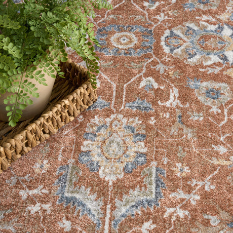 Nourison Astra Machine Washable ASW20 Machine Made Rust, Ivory Rug