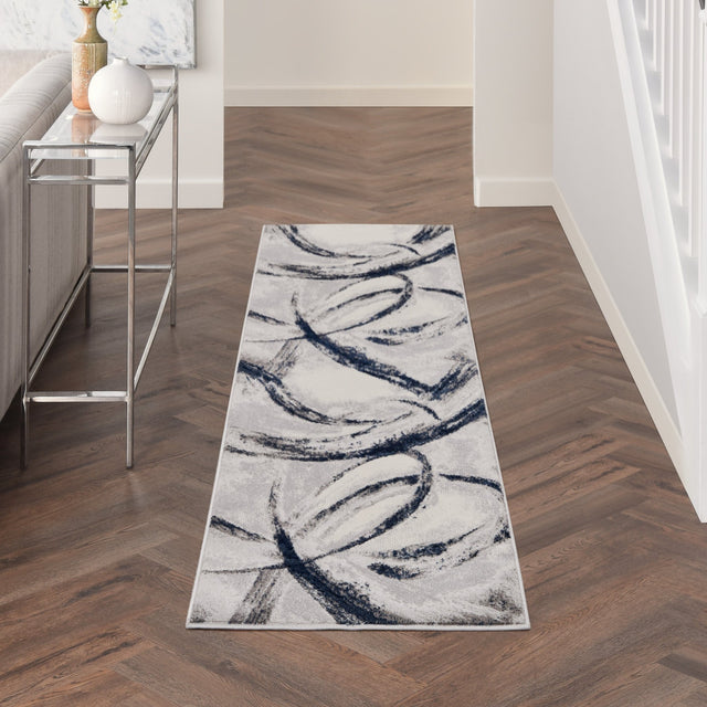 Nourison Brushstrokes Bsk02 Grey/Navy Rug - Nourison - 99446898999