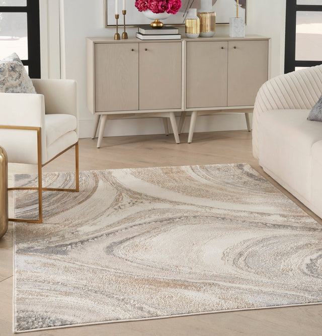 Nourison Brushstrokes Bsk03 Cream Grey Rug - Nourison - 99446899033