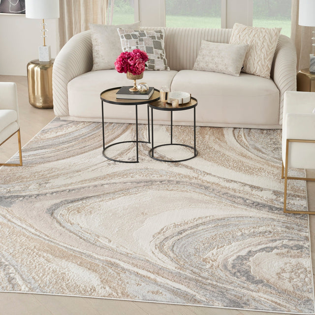 Nourison Brushstrokes Bsk03 Cream Grey Rug - Nourison - 99446899033