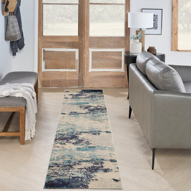 Nourison Celestial Ces02 Ivory/Teal Blue Rug - Nourison - 99446473776