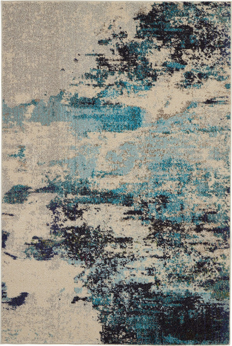 Nourison Celestial Ces02 Ivory/Teal Blue Rug - Nourison - 99446473776