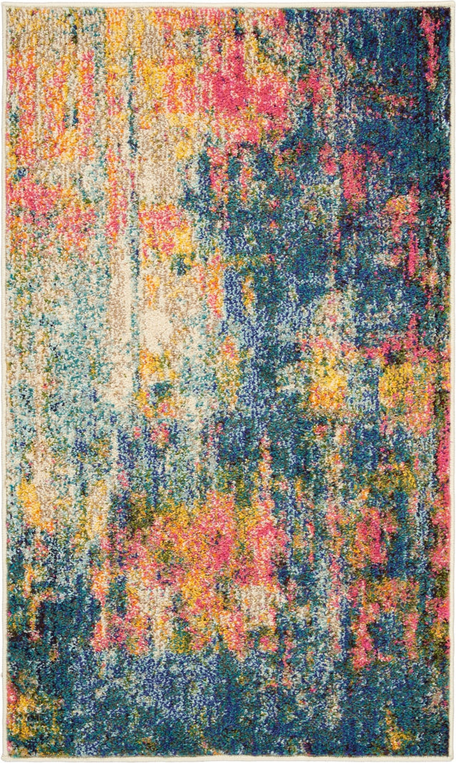 Nourison Celestial CES09 Machine Made Blue, Yellow Rug - 99446408921