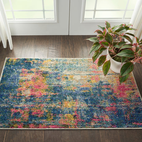Nourison Celestial CES09 Machine Made Blue, Yellow Rug - 99446482693