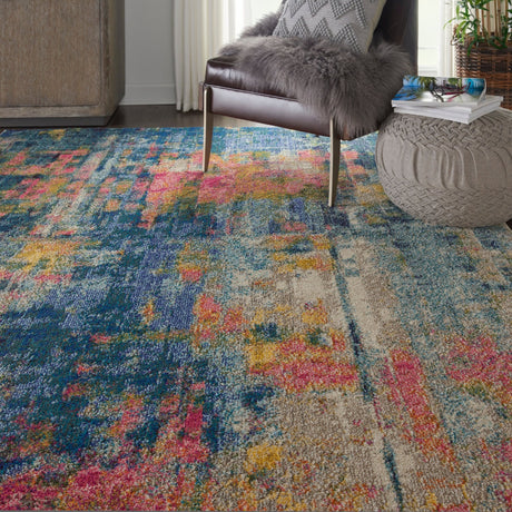 Nourison Celestial CES09 Machine Made Blue, Yellow Rug - 99446482693