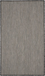Black and white geometric lattice area rug with dark outer frame