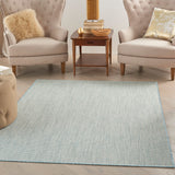 Nourison Courtyard COU01 Machine Made Ivory, Aqua Rug - 99446161215