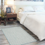 Nourison Courtyard COU01 Machine Made Ivory, Aqua Rug - 99446161215