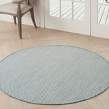 Nourison Courtyard COU01 Machine Made Ivory, Aqua Rug - 99446161215