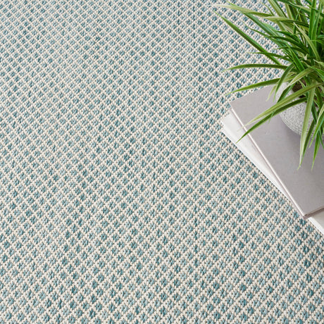 Nourison Courtyard COU01 Machine Made Ivory, Aqua Rug - 99446161215