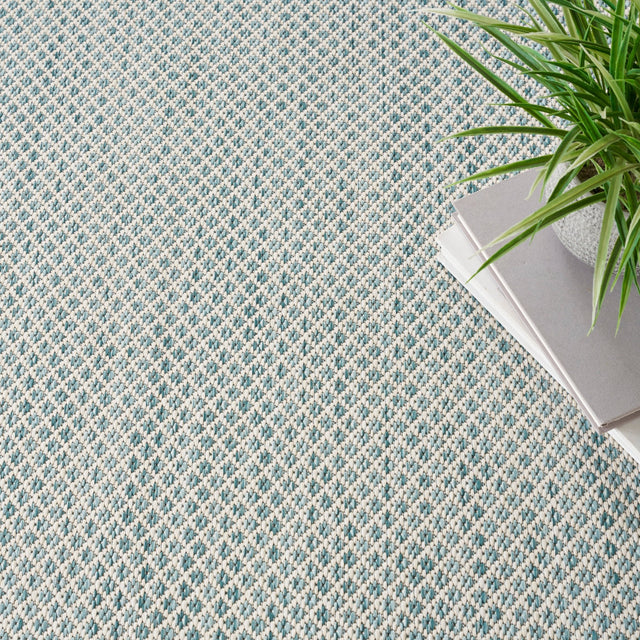 Nourison Courtyard COU01 Machine Made Ivory, Aqua Rug - 99446161215