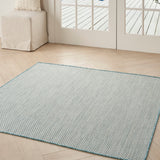 Nourison Courtyard COU01 Machine Made Ivory, Aqua Rug - 99446161215
