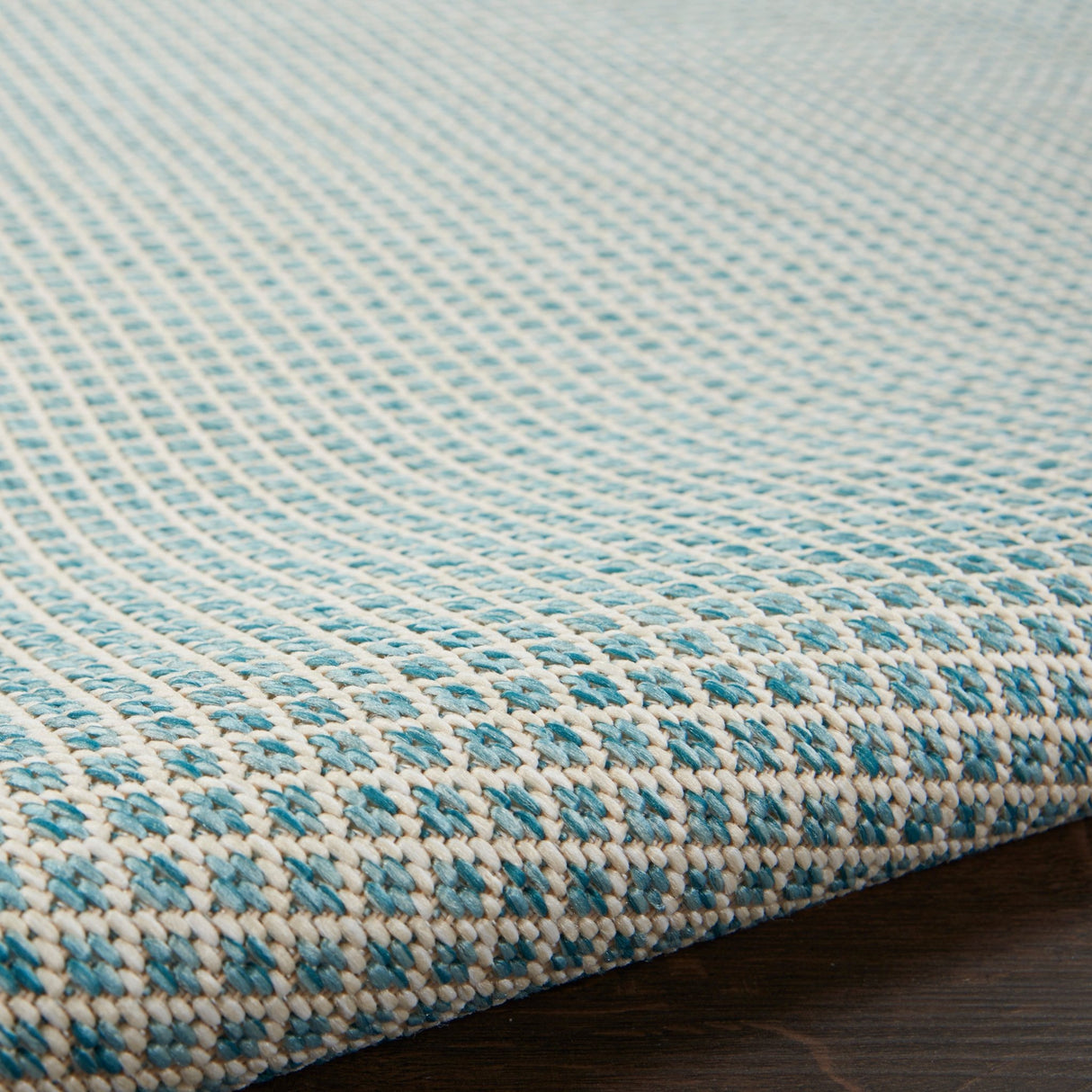 Nourison Courtyard COU01 Machine Made Ivory, Aqua Rug - 99446161215
