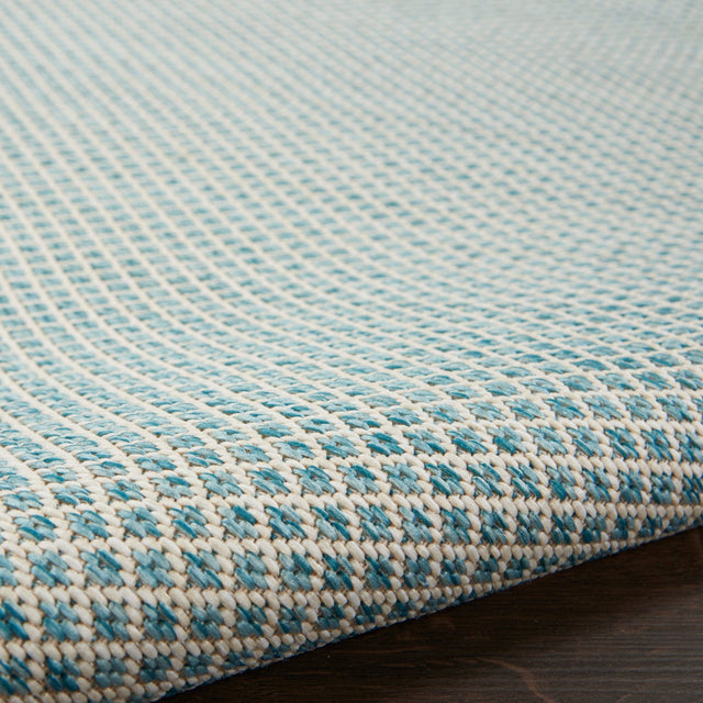 Nourison Courtyard COU01 Machine Made Ivory, Aqua Rug - 99446161215