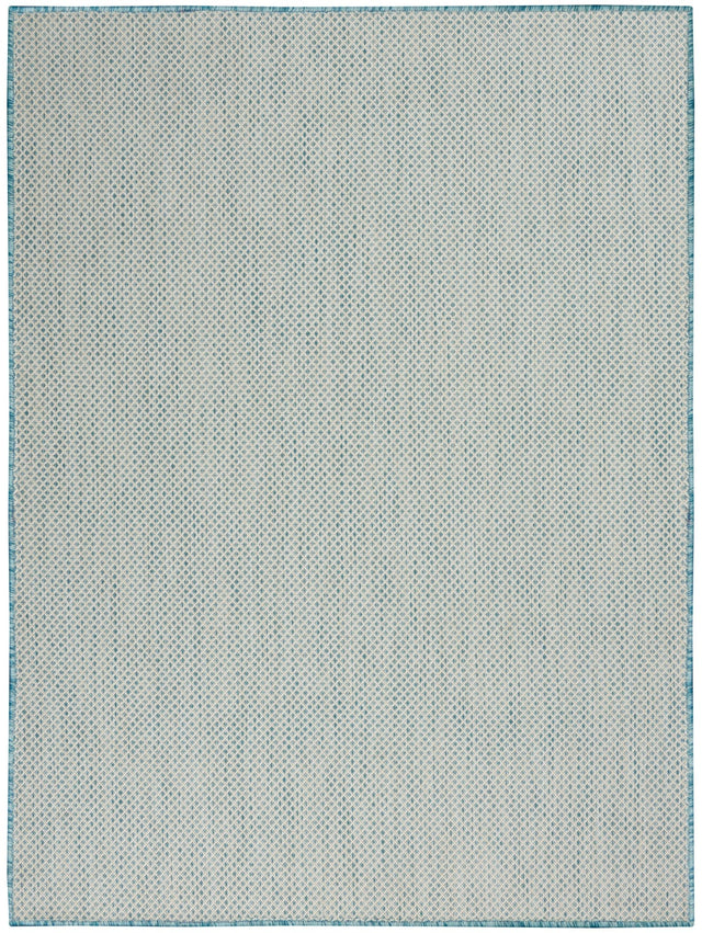 Nourison Courtyard COU01 Machine Made Ivory, Aqua Rug - 99446841650