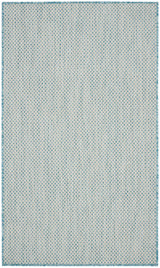 Nourison Courtyard COU01 Machine Made Ivory, Aqua Rug - 99446841650