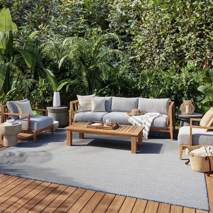 Nourison Courtyard COU01 Machine Made Ivory, Blue Rug - 99446161642