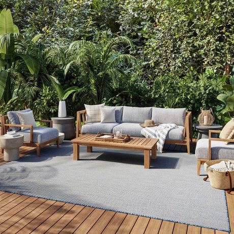 Nourison Courtyard COU01 Machine Made Ivory, Blue Rug - 99446161642