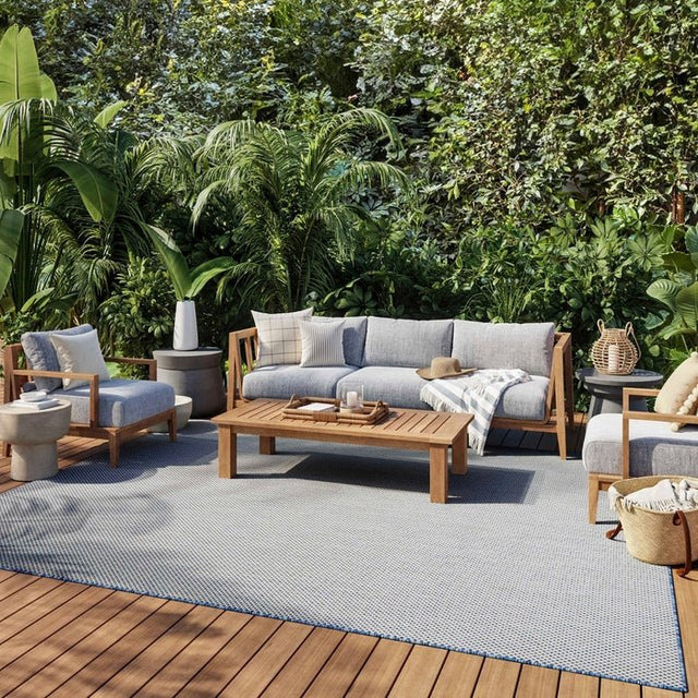 Nourison Courtyard COU01 Machine Made Ivory, Blue Rug - 99446161642