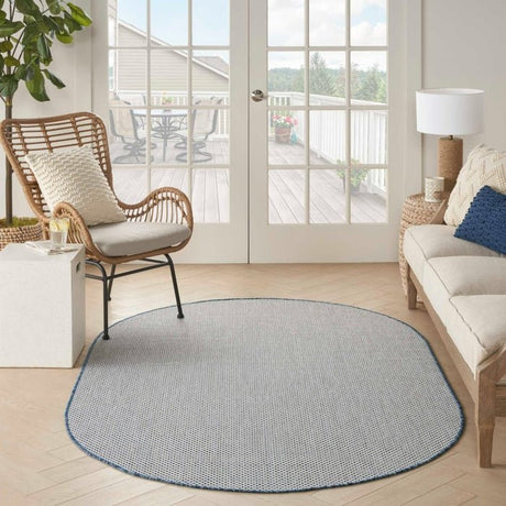 Nourison Courtyard COU01 Machine Made Ivory, Blue Rug - 99446161642