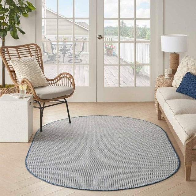Nourison Courtyard COU01 Machine Made Ivory, Blue Rug - 99446161642