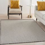 Nourison Courtyard COU01 Machine Made Ivory, Charcoal Rug - 99446162304