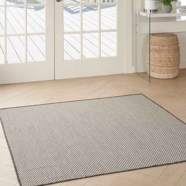 Nourison Courtyard COU01 Machine Made Ivory, Charcoal Rug - 99446162304