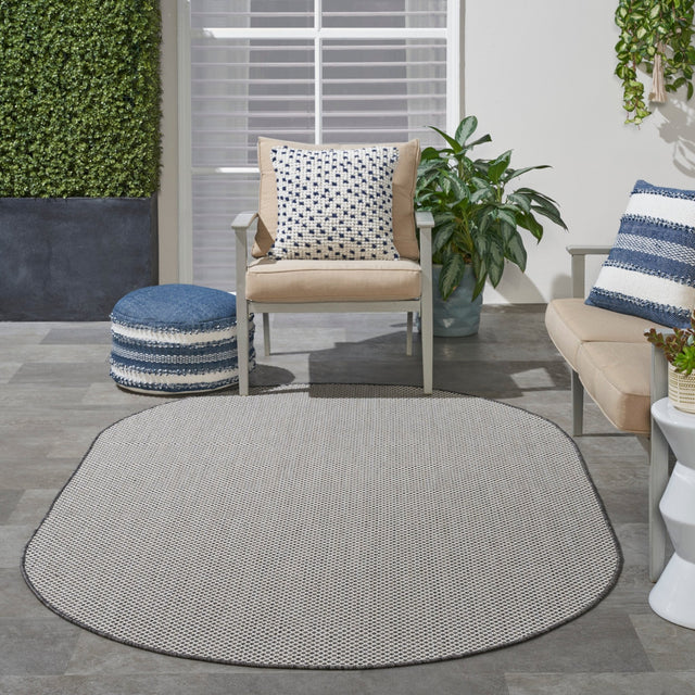 Nourison Courtyard COU01 Machine Made Ivory, Charcoal Rug - 99446162304