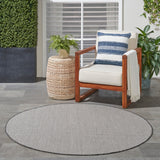 Nourison Courtyard COU01 Machine Made Ivory, Charcoal Rug - 99446162304
