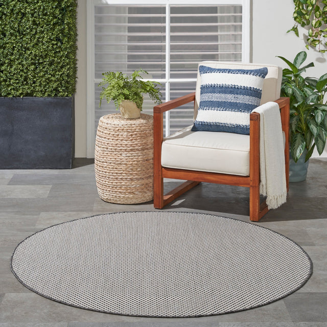 Nourison Courtyard COU01 Machine Made Ivory, Charcoal Rug - 99446162304