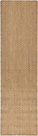 Tan jute runner rug with small repeating diamond pattern