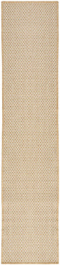 Natural lattice runner rug with tan border, long rectangular shape