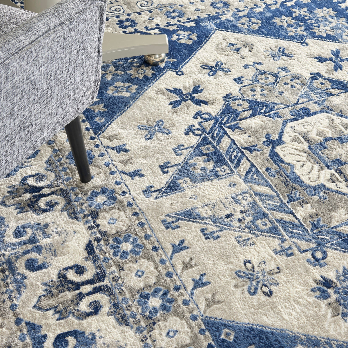 Nourison Cyrus Cyr05 Ivory Blue Rugs - Nourison - 99446795854
