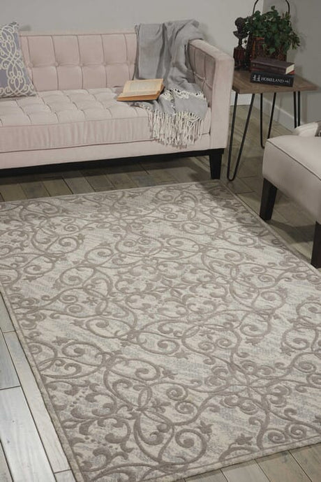 Nourison Damask Das01 Ivory / Grey Rugs - Nourison - 33983