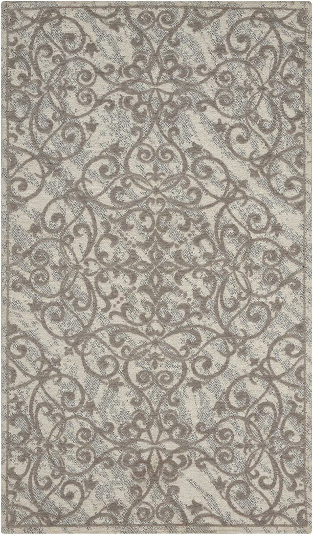 Nourison Damask Das01 Ivory / Grey Rugs - Nourison - 33983