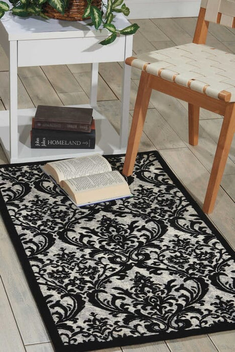 Nourison Damask Das02 Black / White Rugs - Nourison - 34137