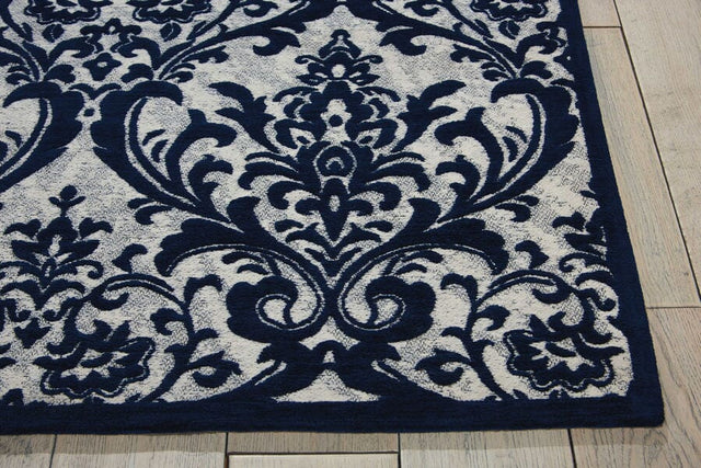 Nourison Damask Das02 Ivory / Navy Rugs - Nourison - 34147