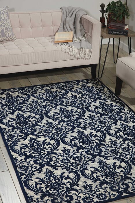 Nourison Damask Das02 Ivory / Navy Rugs - Nourison - 34147