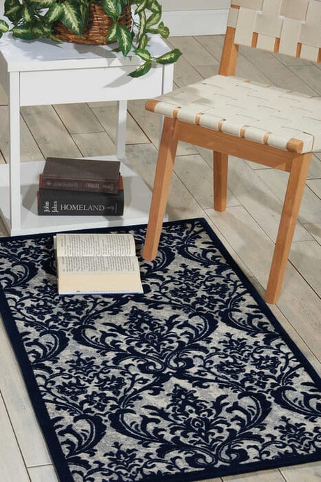 Nourison Damask Das02 Ivory / Navy Rugs - Nourison - 34147