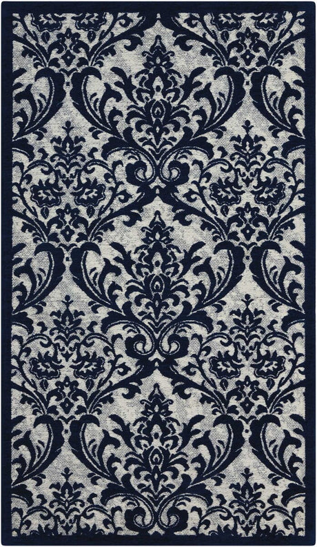 Nourison Damask Das02 Ivory / Navy Rugs - Nourison - 34147