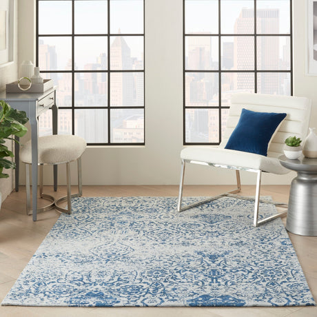 Nourison Damask Das06 Blue Rug - Nourison - 99446769411