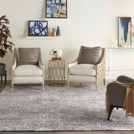 Nourison Damask Das06 Dark Grey Rug - Nourison - 99446787941