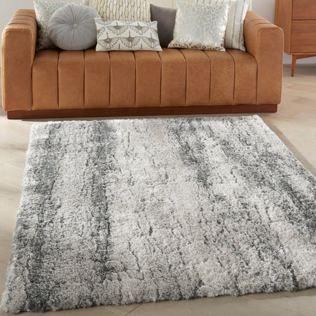 Nourison Dreamy Shag Drs01 Ivory/Charcoal Rugs - Nourison - 99446878243