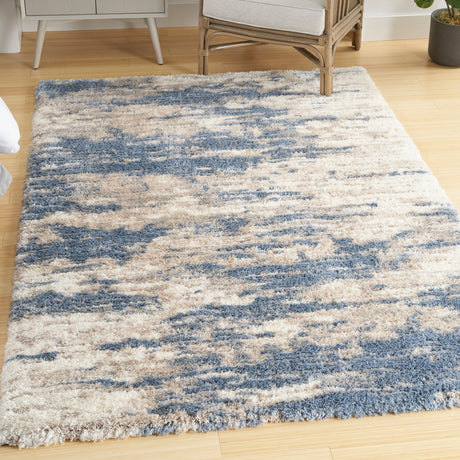 Nourison Dreamy Shag Drs10 Light Blue Grey Rug - Nourison - 99446893390