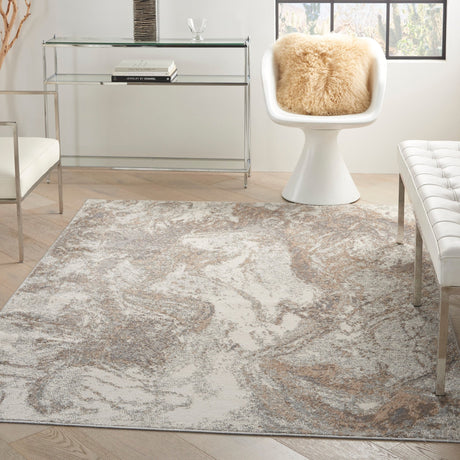 Nourison Elation Etn02 Ivory Grey Rugs - Nourison - 99446839725